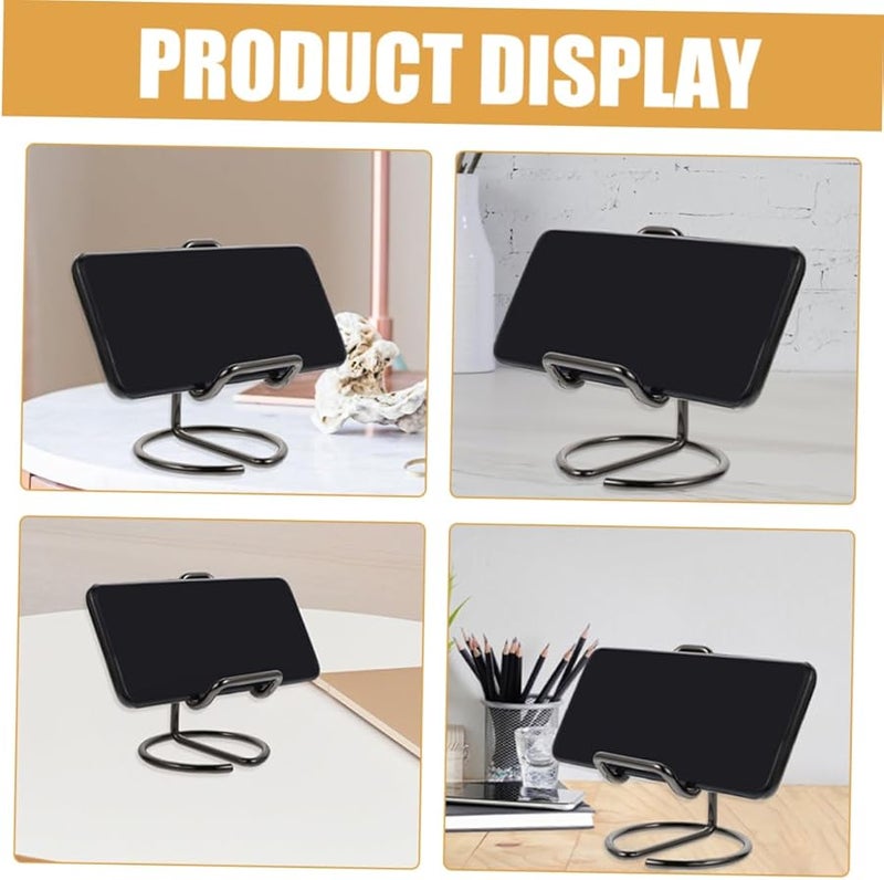 Healifty 2 Pack Portable Non Slip Iron Phone Stand For Desk And Bed Viewing Black - Image 3